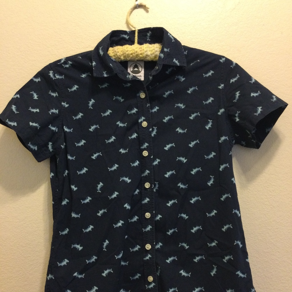 Tradlands Shark Button Down Short Sleeve Shirt